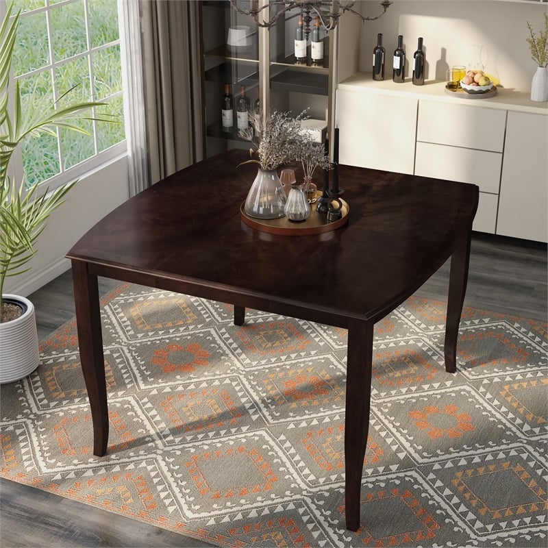 Bowery Hill Transitional Wood Expandable Counter Dining Table in Espresso