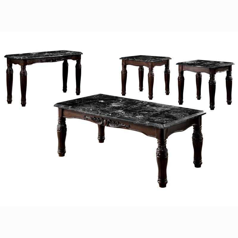 Bowery Hill Traditional Wood 4-Piece Coffee Table Set in Espresso