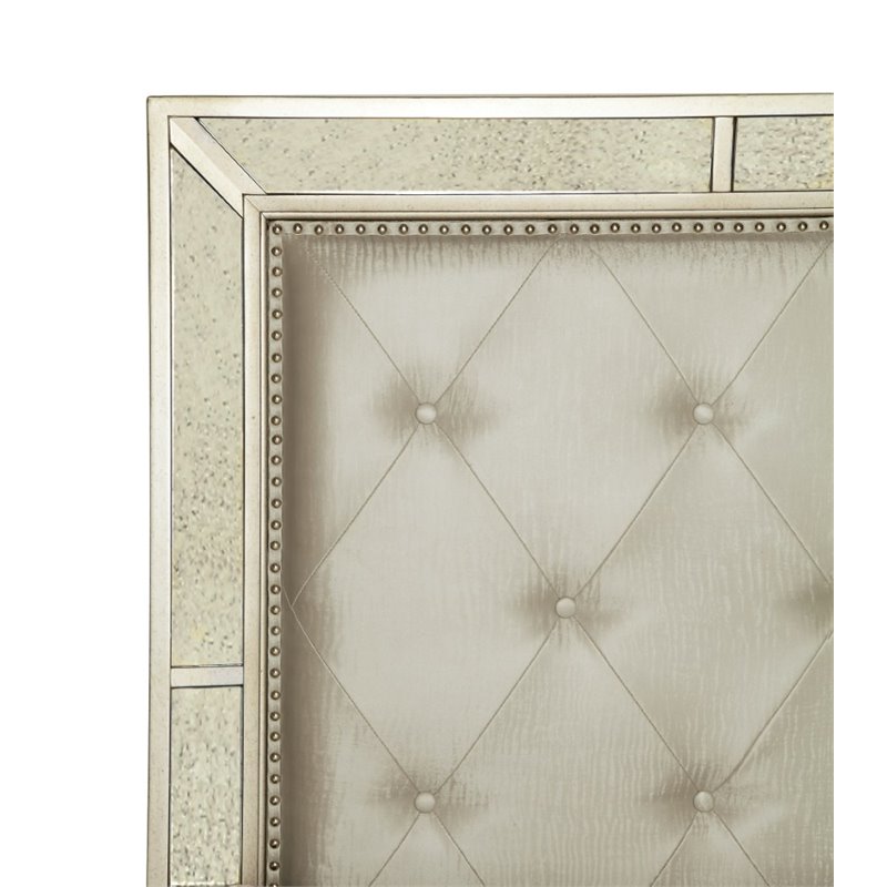Bowery Hill Contemporary Wood Queen Tufted Panel Bed in Gold