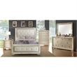 Bowery Hill Contemporary Wood Queen Tufted Panel Bed in Gold