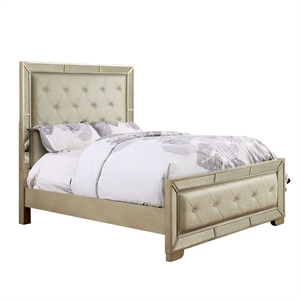 bowery hill wood queen tufted panel bed in champagne
