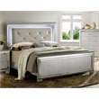 Bowery Hill Contemporary Wood King LED Panel Bed with Mirror Trim in Silver