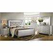 Bowery Hill Contemporary Wood King LED Panel Bed with Mirror Trim in Silver