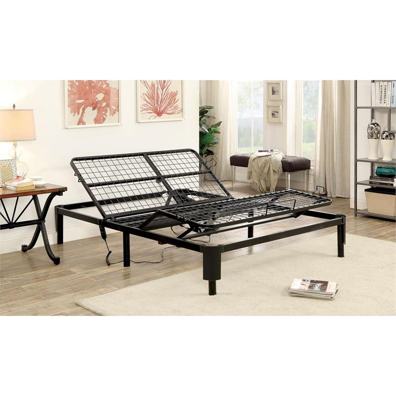Bowery Hill Modern Metal Adjustable Full/Queen Bed Frame in Black