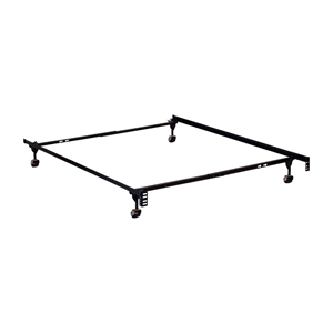 Bowery Hill High Carbon Rail Steel Black Twin/Full Bed Frame Adjustable 64&quotL x 39&quotW x 7&quotH Unassembled