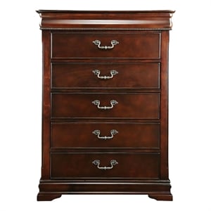 Bowery Hill 5 Drawers Traditional Solid Wood Chest in Cherry