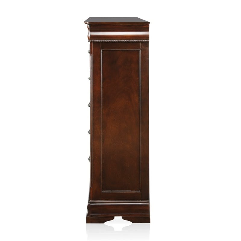Bowery Hill 5 Drawers Traditional Solid Wood Chest in Cherry