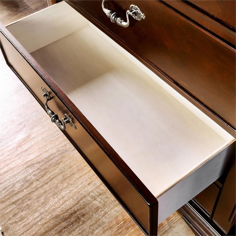 Bowery Hill 5 Drawers Traditional Solid Wood Chest in Cherry