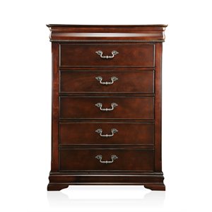 bowery hill traditional solid wood 5-drawer chest in cherry