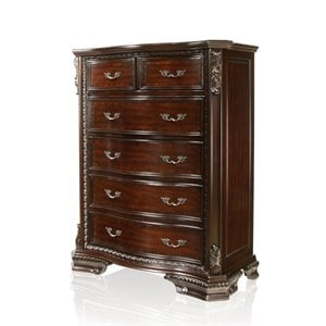 bowery hill traditional solid wood 6-drawer chest in brown cherry