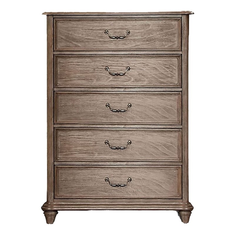 Bowery Hill 5 Drawers Farmhouse Solid Wood Chest in Rustic Natural
