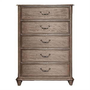 Bowery Hill 5 Drawers Farmhouse Solid Wood Chest in Rustic Natural