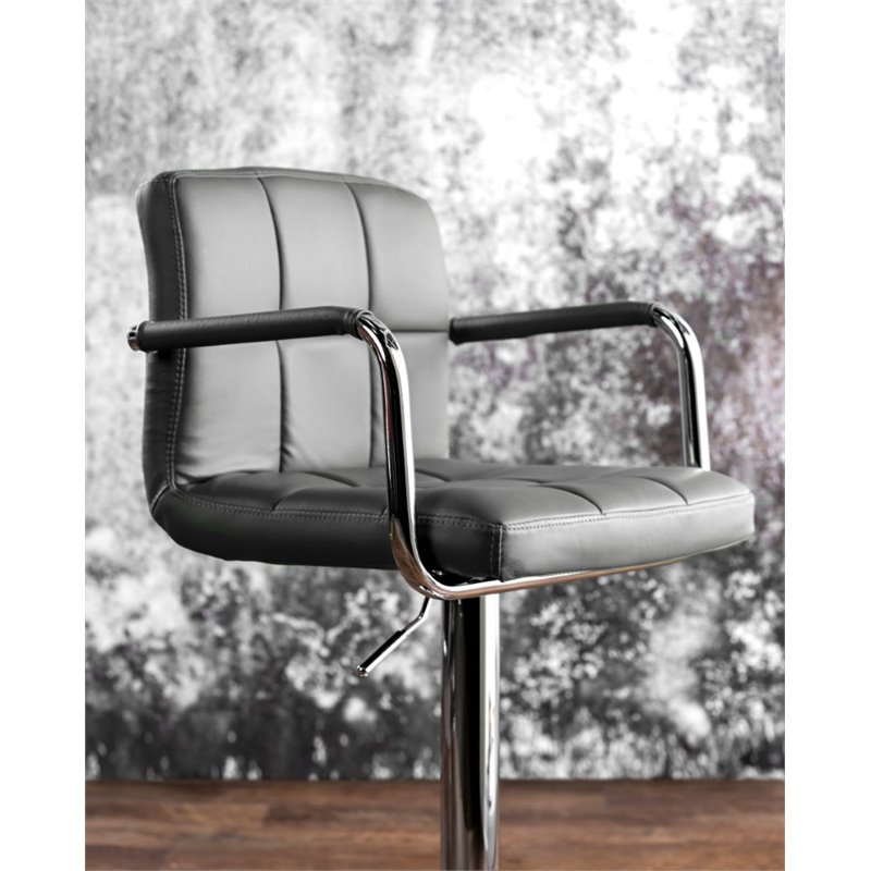 Bowery Hill Contemporary Metal Adjustable Bar Stool in Gray