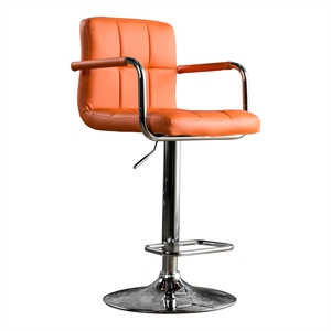bowery hill contemporary metal adjustable bar stool in orange