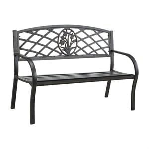 bowery hill transitional metal slatted patio bench in bronze