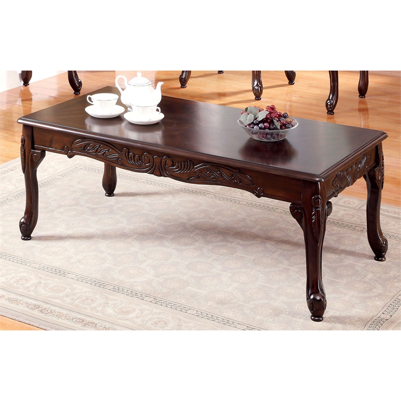 Bowery Hill Traditional Solid Wood 4-Piece Coffee Table Set in Dark Cherry