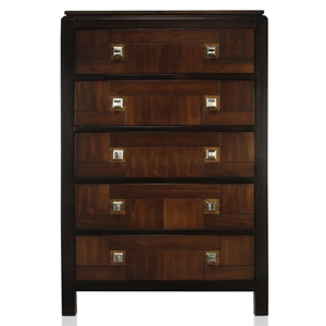 bowery hill transitional wood 5-drawer chest in walnut