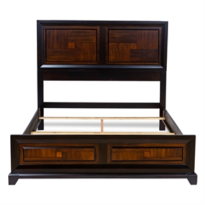bowery hill transitional wood queen panel bed in walnut
