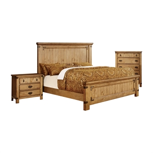 bowery hill transitional 3 piece weathered elm wood bedroom set