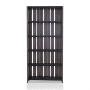 bowery hill transitional wood 5-shelf bookcase in dark gray and black