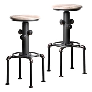 Bowery Hill 30&quot Contemporary Metal Bar Stool in Antique Black (Set of 2)