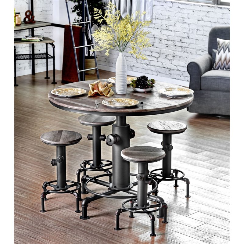 Bowery Hill Contemporary Metal Counter Height Stool in Antique Black (Set of 2)