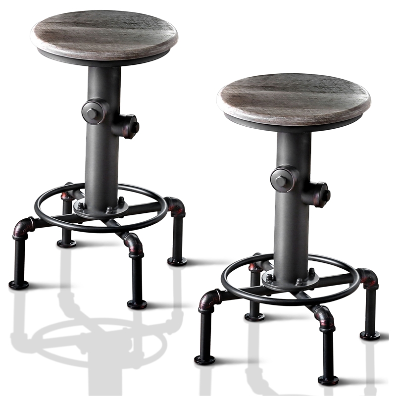 Bowery Hill Contemporary Metal Counter Height Stool in Antique Black (Set of 2)