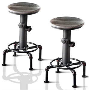 bowery hill contemporary metal counter height stool in antique black (set of 2)