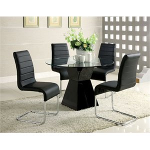 bowery hill wood 5-piece round dining table set in black