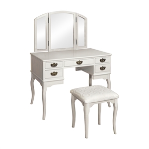 bowery hill traditional wood 3-piece bedroom vanity set in white