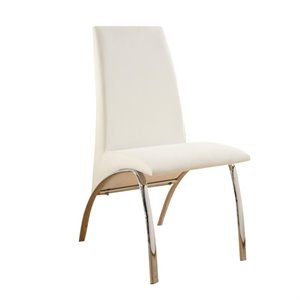 bowery hill modern faux leather dining chair in white (set of 2)