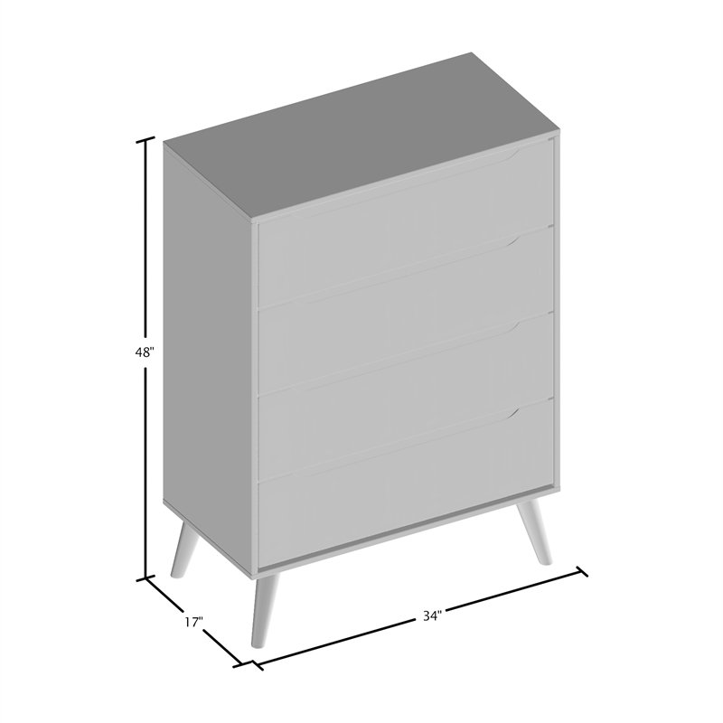 Bowery Hill 4-Drawer Mid-Century Solid Wood/Wood Veneer/MDF Chest in Oak