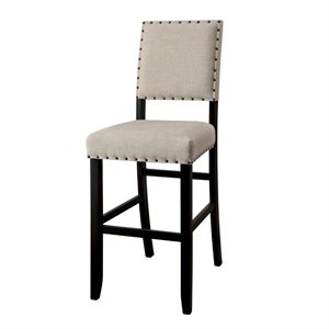 bowery hill transitional fabric padded bar stool in beige (set of 2)