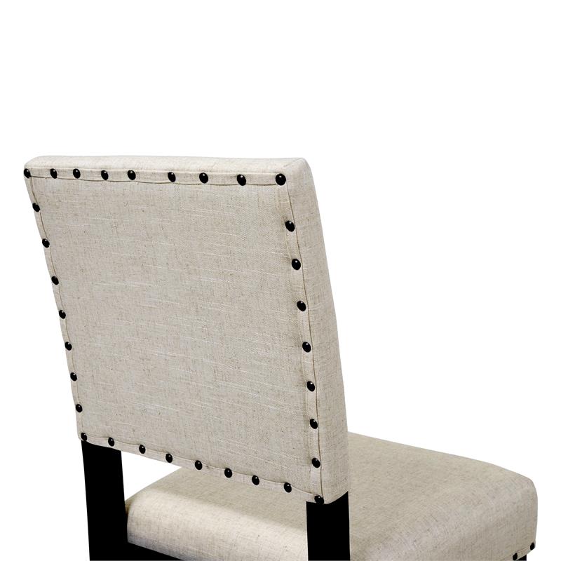 Bowery Hill Transitional Fabric Padded Bar Stool in Beige (Set of 2)