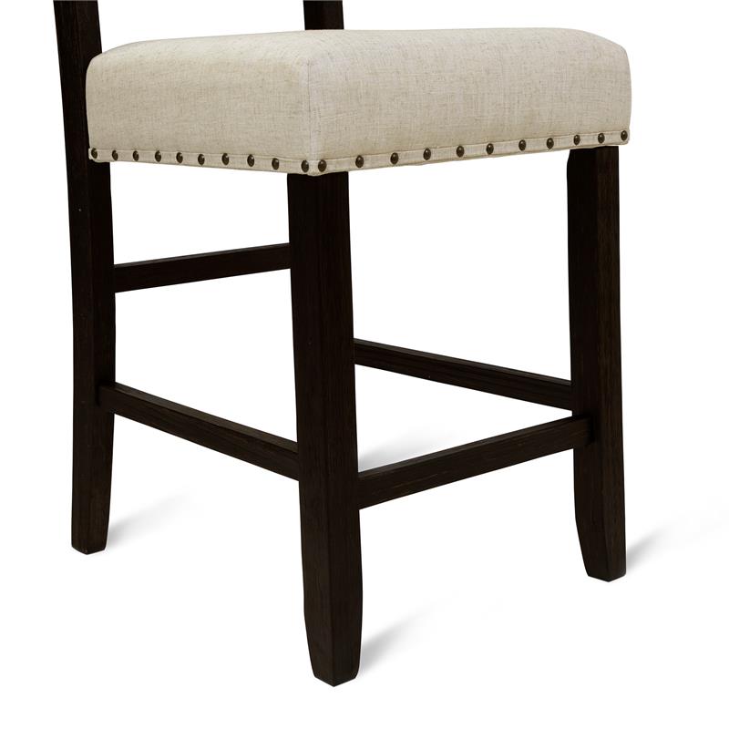 Bowery Hill Contemporary Fabric Padded Counter Stool in Beige (Set of 2)