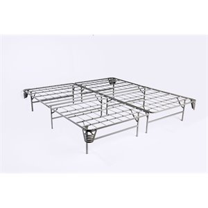 bowery hill transitional metal king bed frame in silver