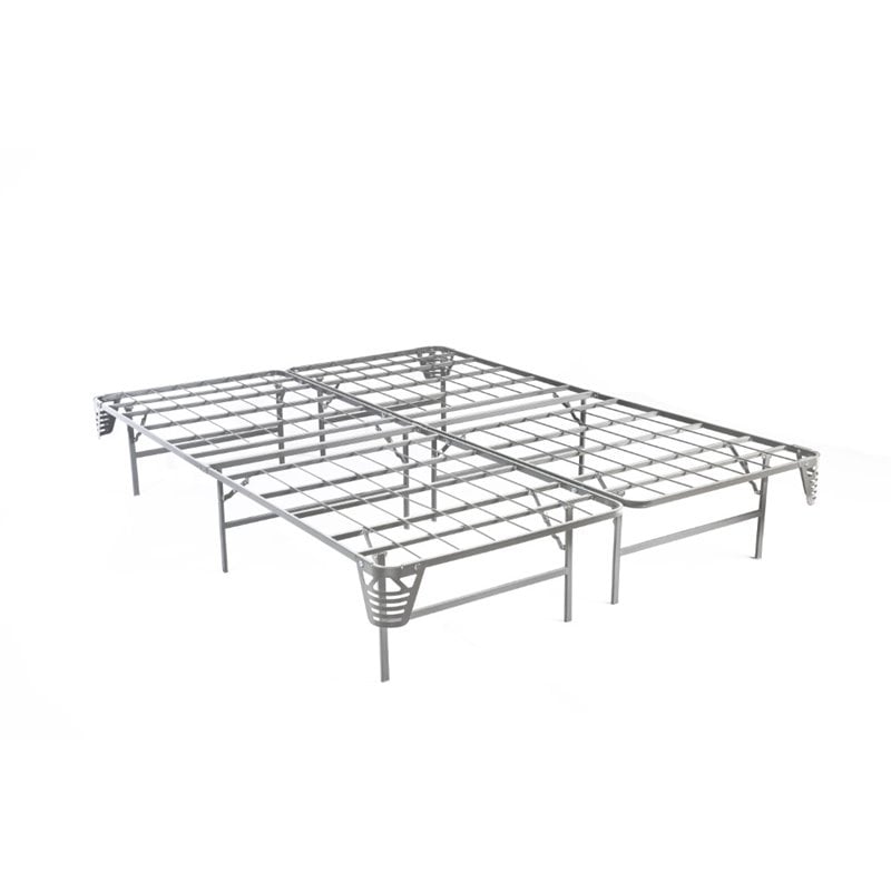 Bowery Hill Transitional Metal Queen Bed Frame in Silver