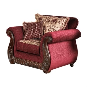 bowery hill traditional fabric upholstered accent chair in wine