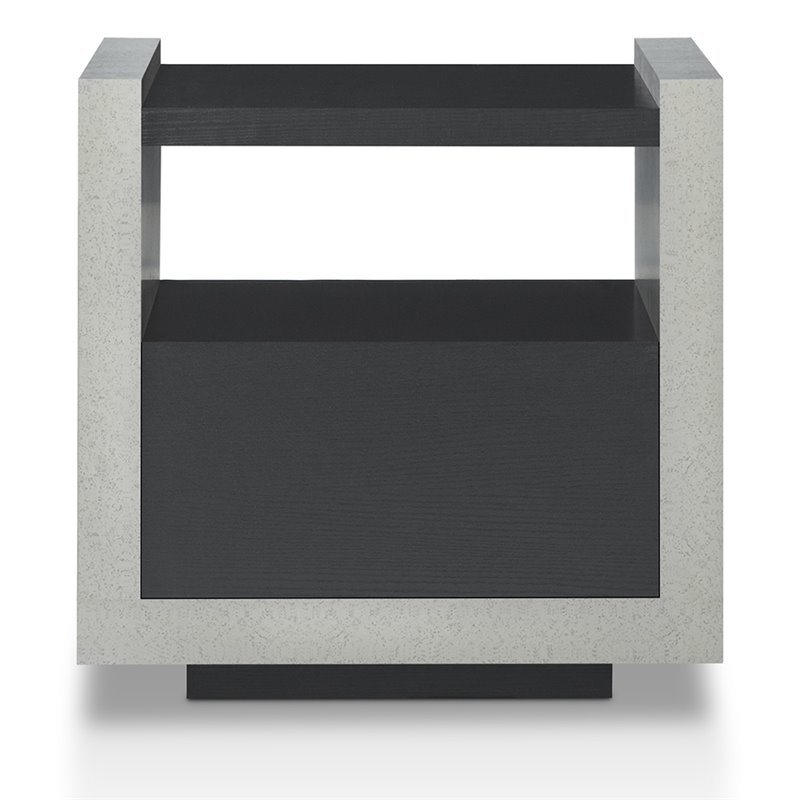 Bowery Hill Modern Wood Storage End Table in Black