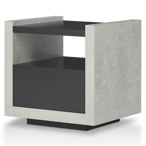 bowery hill modern wood storage end table in black