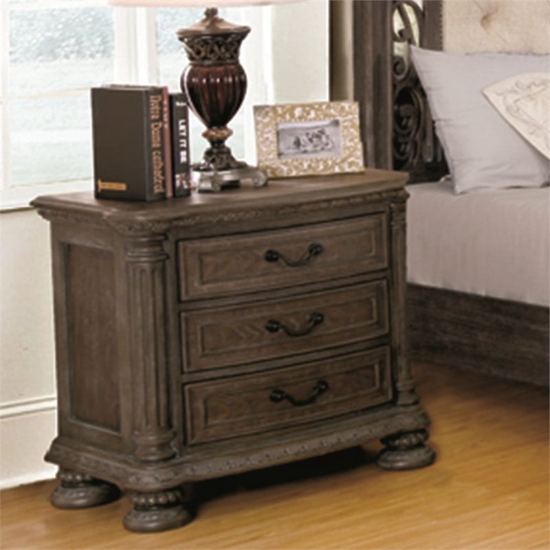 Bowery Hill Transitional Wood Nightstand in Rustic Natural Tone