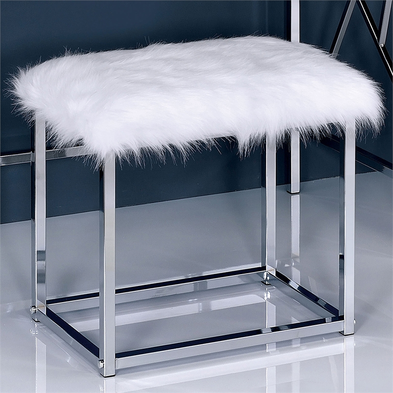 Bowery Hill Contemporary Metal 3-Piece Bedroom Vanity Set in Chrome