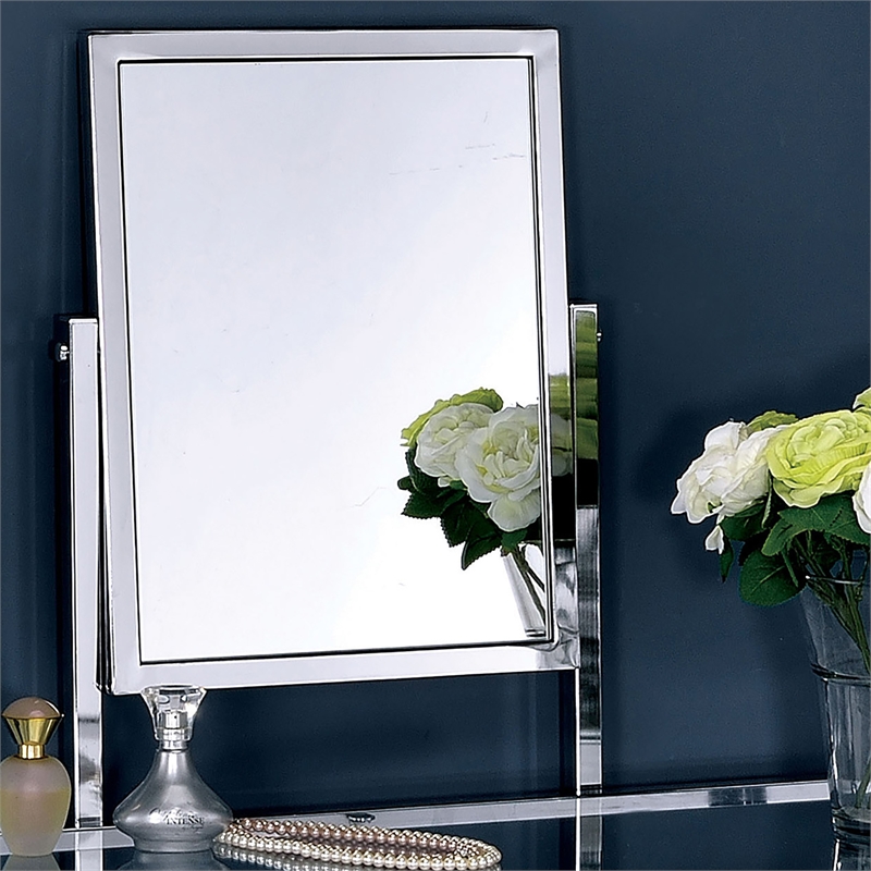 Bowery Hill Contemporary Metal 3-Piece Bedroom Vanity Set in Chrome