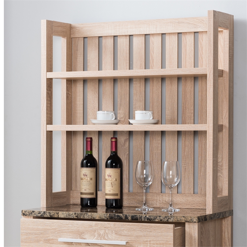 Wooden bakers rack with wine storage hot sale