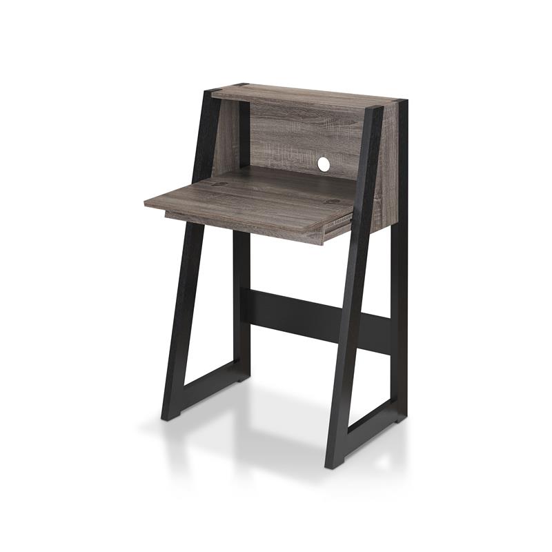 Bowery Hill Modern Wood Secretary Desk in Distressed Gray and Black