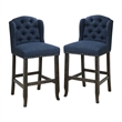 Bowery Hill Modern Fabric Counter Chair in Blue (Set of 2)