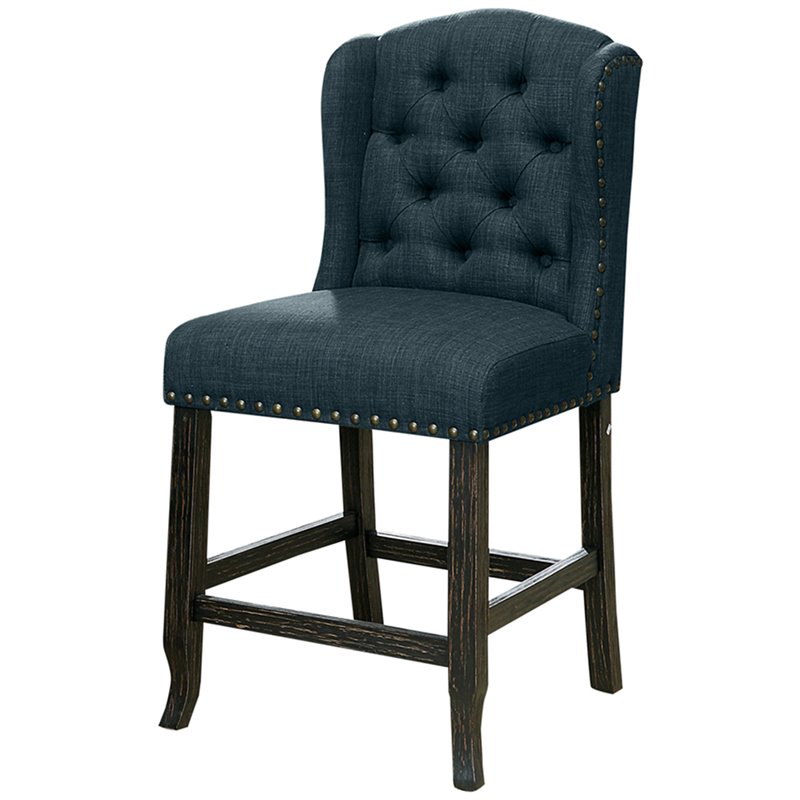 Bowery Hill Modern Fabric Counter Chair in Blue (Set of 2)