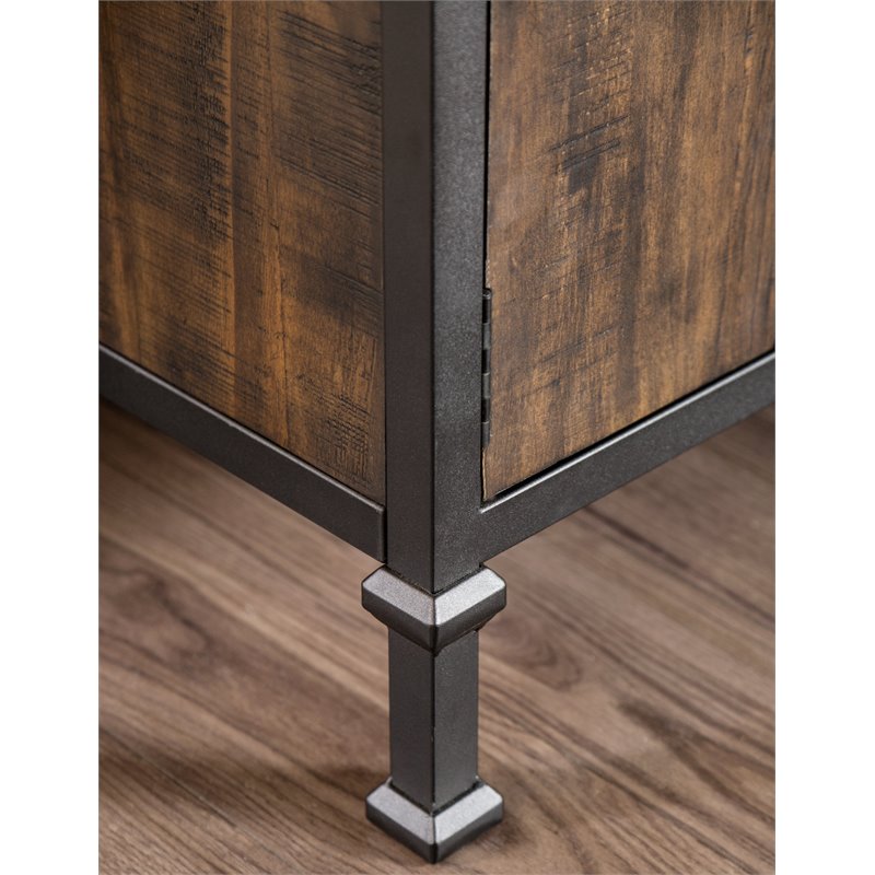 Bowery Hill Industrial Wood 60-Inch TV Stand in Weathered Oak