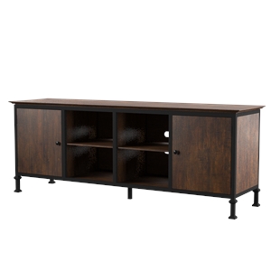 bowery hill industrial wood 72-inch tv stand in weathered oak