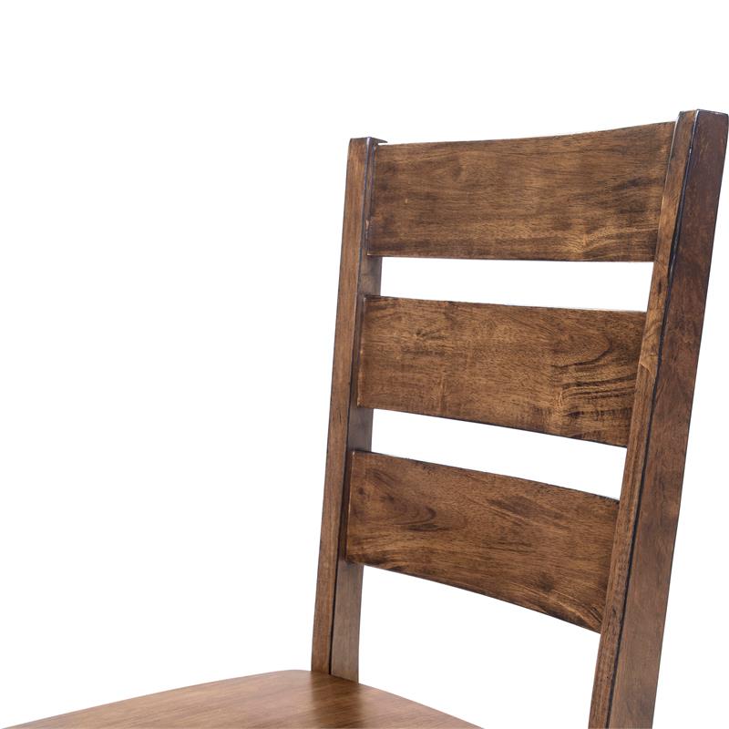Bowery Hill Industrial Wood Dining Side Chair in Walnut (Set of 2)